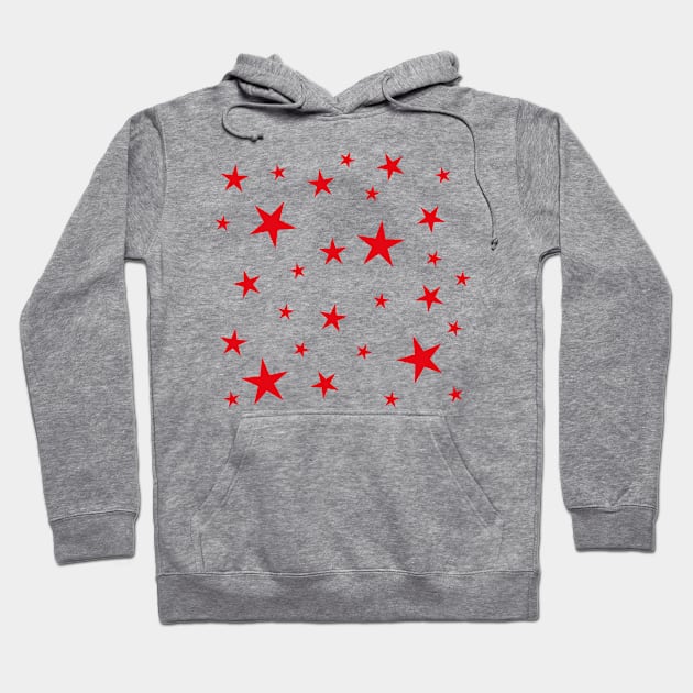 Red Stars Pattern Hoodie by stuartjsharples